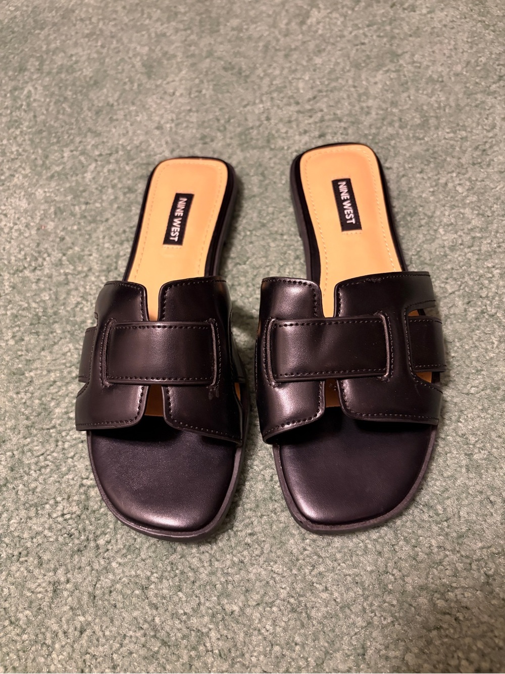 Nine West Black Slide Mules with Cutout Strap